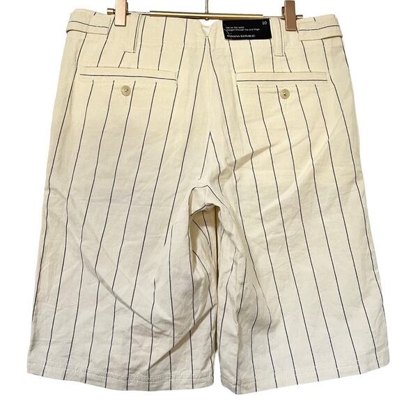 Banana Republic Linen Blend Stripe Bermuda Shorts Size 10 White Coastal Nautical - Picture 2 of 9